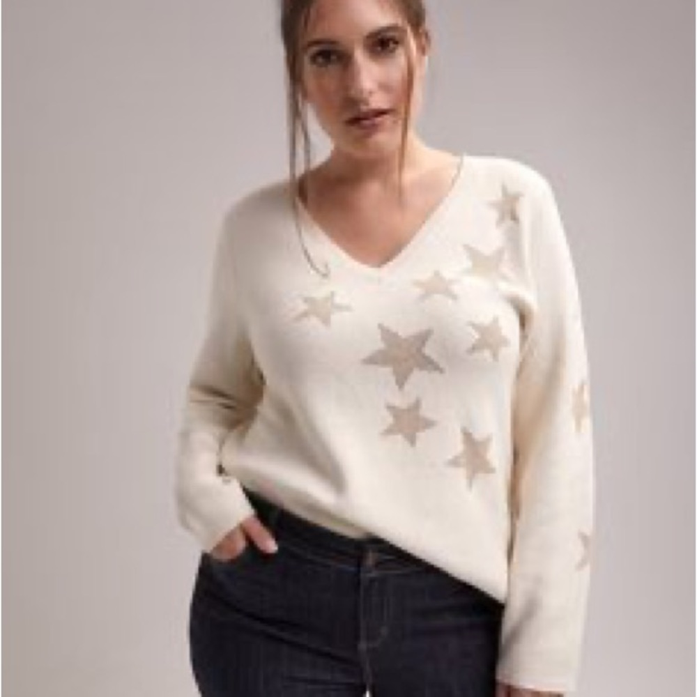 Sweater- d/c jeans sweater- long sleeve, ivory with stars